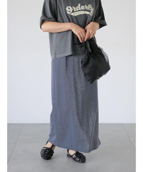 Lugnoncure（ルノンキュール）の「ラメ混ナロースカート（スカート・レディース・ブラック/オフホワイト/チャコールグレー・F）」の5枚目の写真