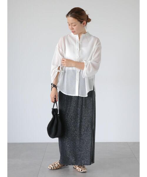Lugnoncure（ルノンキュール）の「ラメ混ナロースカート（スカート・レディース・ブラック/オフホワイト/チャコールグレー・F）」の10枚目の写真
