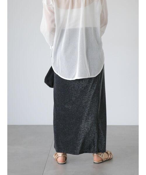 Lugnoncure（ルノンキュール）の「ラメ混ナロースカート（スカート・レディース・ブラック/オフホワイト/チャコールグレー・F）」の12枚目の写真