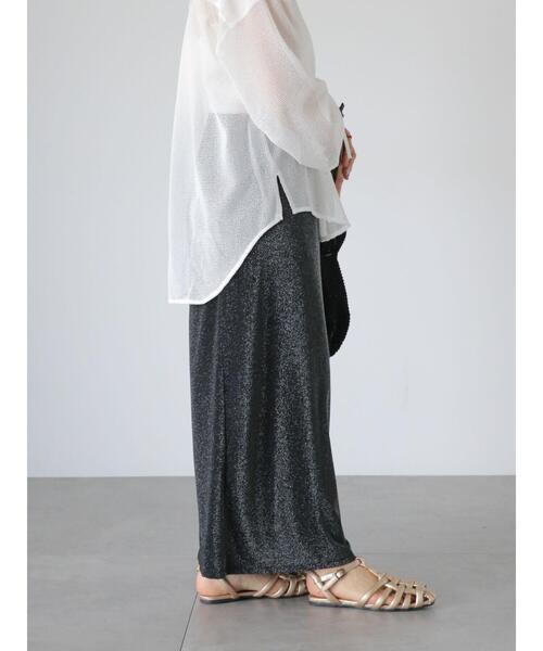 Lugnoncure（ルノンキュール）の「ラメ混ナロースカート（スカート・レディース・ブラック/オフホワイト/チャコールグレー・F）」の13枚目の写真