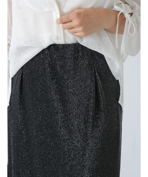 Lugnoncure（ルノンキュール）の「ラメ混ナロースカート（スカート・レディース・ブラック/オフホワイト/チャコールグレー・F）」の14枚目の写真