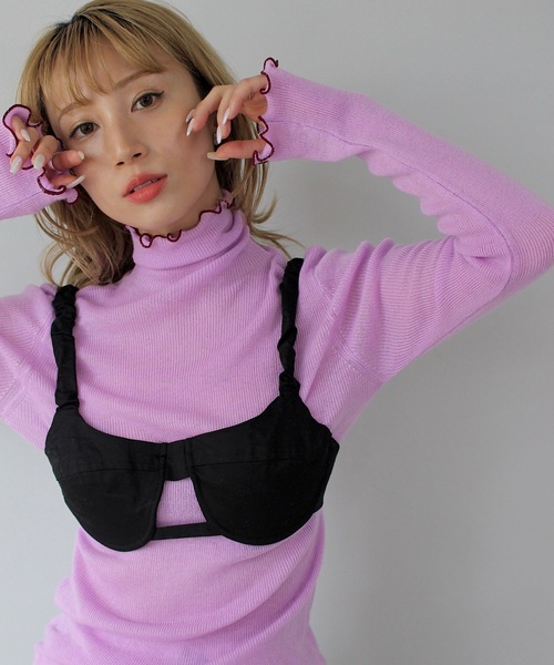 SANSeLF(サンセルフ)の「ギャザーストラップブラビスチェ【SANSeLF】sanw24s027(ベスト・レディース・ブラック・FREE)」の2枚目の写真