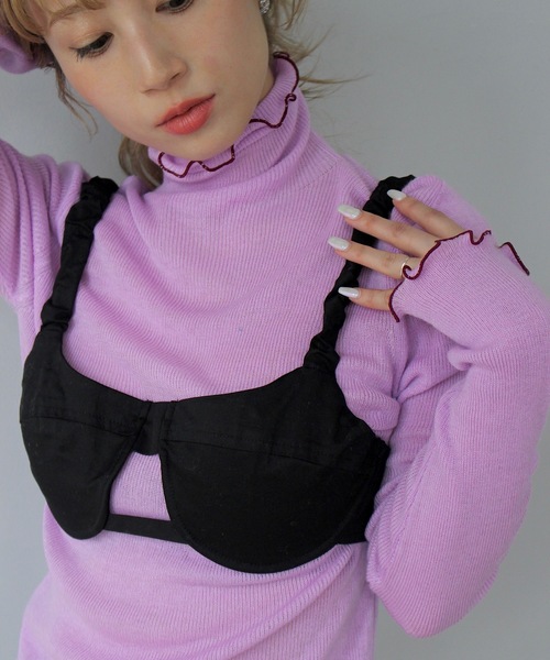 SANSeLF(サンセルフ)の「ギャザーストラップブラビスチェ【SANSeLF】sanw24s027(ベスト・レディース・ブラック・FREE)」の3枚目の写真