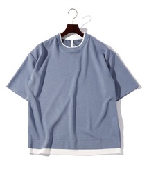 ダンボールニット フェイクレイヤー クルーTシャツ
