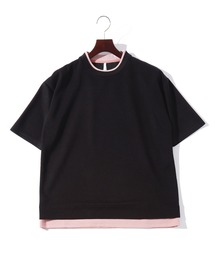 ダンボールニット フェイクレイヤー クルーTシャツ