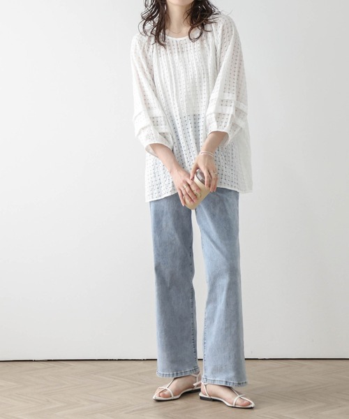 La-gemme(ラジェム)の「バックリボンシアーチェックブラウス(シャツ/ブラウス・レディース・ホワイト/ブラック・フリー)」の3枚目の写真