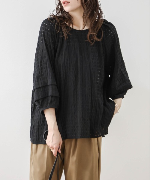 La-gemme(ラジェム)の「バックリボンシアーチェックブラウス(シャツ/ブラウス・レディース・ホワイト/ブラック・フリー)」の18枚目の写真