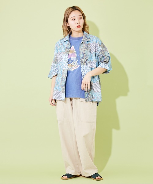 CUBE SUGAR（キューブシュガー）の「綿ボイルイージーカーゴパンツ（カーゴパンツ・レディース・スミクロ/オレンジ/カーキ/ナチュラル・M）」の5枚目の写真