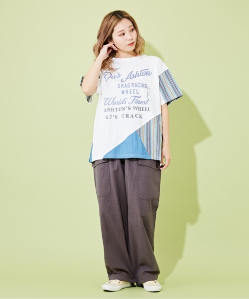 CUBE SUGAR（キューブシュガー）の「綿ボイルイージーカーゴパンツ（カーゴパンツ・レディース・スミクロ/オレンジ/カーキ/ナチュラル・M）」の9枚目の写真