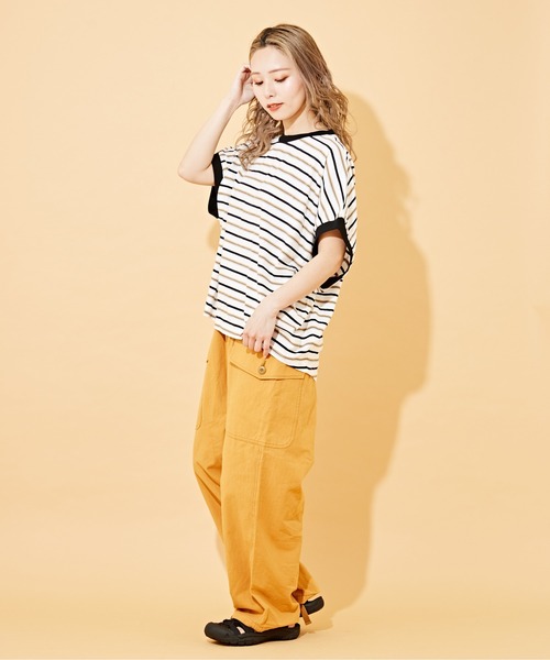 CUBE SUGAR（キューブシュガー）の「綿ボイルイージーカーゴパンツ（カーゴパンツ・レディース・スミクロ/オレンジ/カーキ/ナチュラル・M）」の15枚目の写真