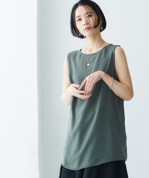 Soiunique（スワユニーク）の「ジョーゼット素材ゆるっとタンクトップ ［Soiunique］（キャミソール・レディース・オフホワイト/ブルー/ブラック/カーキ・M/L/LL）」の17枚目の写真