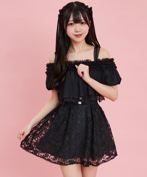Secret Honey(シークレットハニー)の「レーススカパン(スカート・レディース・ブラック/オフホワイト・MEDIUM)」の2枚目の写真