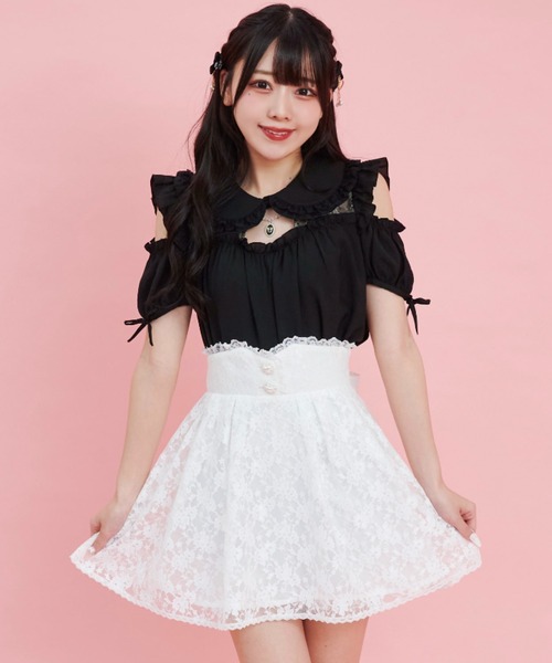 Secret Honey(シークレットハニー)の「レーススカパン(スカート・レディース・ブラック/オフホワイト・MEDIUM)」の3枚目の写真