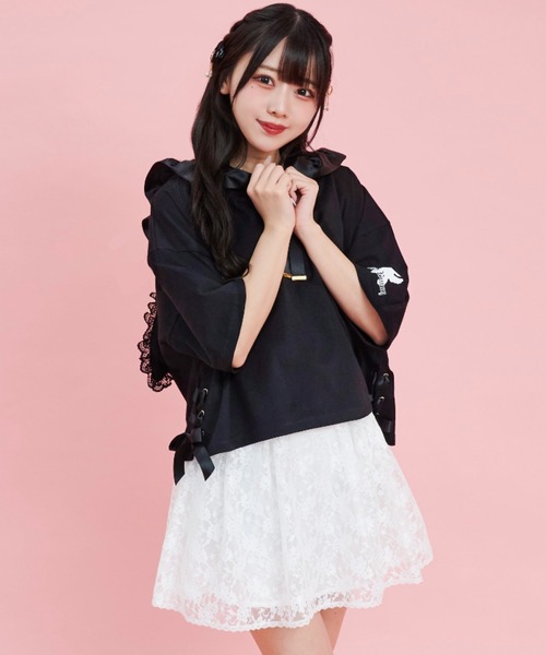 Secret Honey(シークレットハニー)の「レーススカパン(スカート・レディース・ブラック/オフホワイト・MEDIUM)」の7枚目の写真