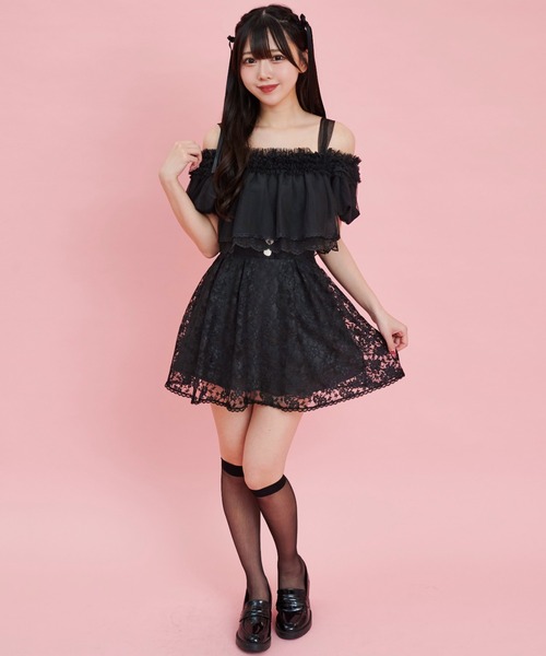 Secret Honey(シークレットハニー)の「レーススカパン(スカート・レディース・ブラック/オフホワイト・MEDIUM)」の13枚目の写真
