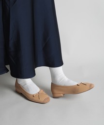 【shoes365】リボンパッチワークバレエシューズ