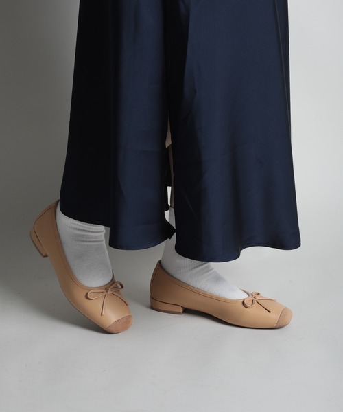 shoes365(シューズスリーシックスファイヴ)の「【shoes365】リボンパッチワークバレエシューズ(バレエシューズ・レディース・ライトグリーン/ベージュ・22.5cm/23.0cm/23.5cm/24.0cm/24.5cm/25.0cm)」の9枚目の写真