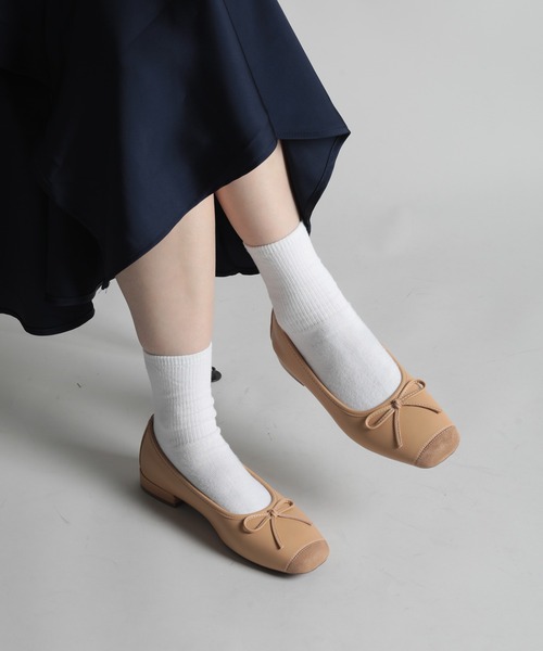shoes365(シューズスリーシックスファイヴ)の「【shoes365】リボンパッチワークバレエシューズ(バレエシューズ・レディース・ライトグリーン/ベージュ・22.5cm/23.0cm/23.5cm/24.0cm/24.5cm/25.0cm)」の11枚目の写真