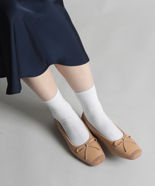 shoes365(シューズスリーシックスファイヴ)の「【shoes365】リボンパッチワークバレエシューズ(バレエシューズ・レディース・ライトグリーン/ベージュ・22.5cm/23.0cm/23.5cm/24.0cm/24.5cm/25.0cm)」の12枚目の写真