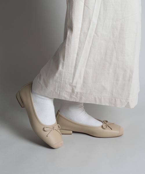 shoes365(シューズスリーシックスファイヴ)の「【shoes365】リボンパッチワークバレエシューズ(バレエシューズ・レディース・ライトグリーン/ベージュ・22.5cm/23.0cm/23.5cm/24.0cm/24.5cm/25.0cm)」の15枚目の写真