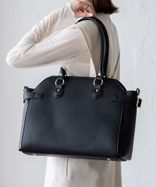 【セール】ベルトデザイン2WAYトートバッグ（トートバッグ）｜VitaFelice（ヴィータフェリーチェ） 6,600円