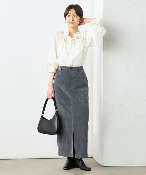 NOLLEY’S Sophi（ノーリーズソフィ）の「シアーシルクフリルネックブラウス（シャツ/ブラウス・レディース・オフホワイト/サックスブルー/ブラック・38/36）」の12枚目の写真