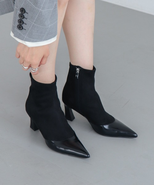 EVOL（イーボル）の「【EVOL】ポインテッド6.5cmストレッチブーツ BX23813（ブーツ・レディース・ブラック/シルバー/アイボリー・L/M/S/LL）」の3枚目の写真