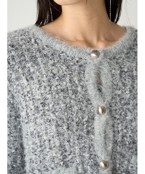 FRAY I.D（フレイアイディー）の「ツイードニットカーディガン（カーディガン/ボレロ・レディース・ミント/ブラック/グレー・FREE）」の5枚目の写真