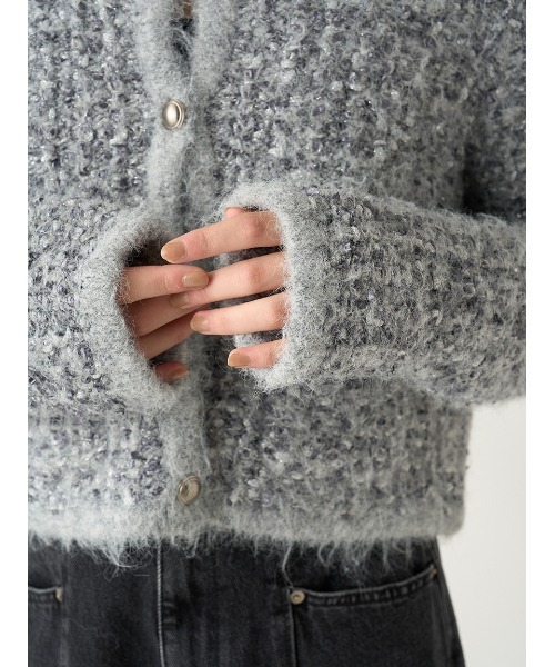 FRAY I.D（フレイアイディー）の「ツイードニットカーディガン（カーディガン/ボレロ・レディース・ミント/ブラック/グレー・FREE）」の7枚目の写真