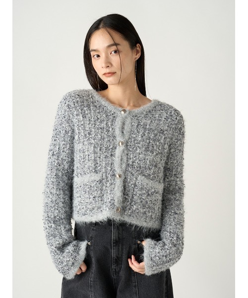 FRAY I.D（フレイアイディー）の「ツイードニットカーディガン（カーディガン/ボレロ・レディース・ミント/ブラック/グレー・FREE）」の11枚目の写真