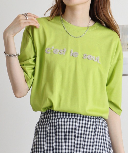 tシャツ BRODIAEA 配色パイルロゴ　極サラTシャツ レディース tシャツ BRODIAEA 配色パイルロゴ 極サラTシャツ レディース