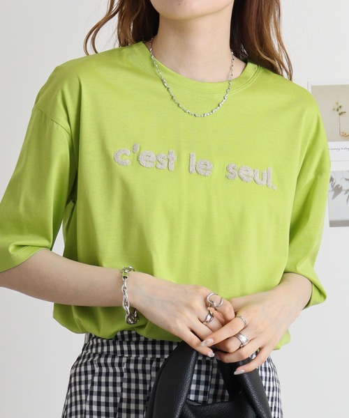 BRODIAEA(ブローディア)の「BRODIAEA 配色パイルロゴ 極サラTシャツ(Tシャツ/カットソー・レディース・ライム/ブラック/オフホワイト/サーモンピンク/シルバーグレー・40)」の21枚目の写真