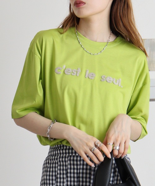 BRODIAEA(ブローディア)の「BRODIAEA 配色パイルロゴ 極サラTシャツ(Tシャツ/カットソー・レディース・ライム/ブラック/オフホワイト/サーモンピンク/シルバーグレー・40)」の20枚目の写真