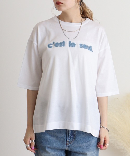 BRODIAEA(ブローディア)の「BRODIAEA 配色パイルロゴ 極サラTシャツ(Tシャツ/カットソー・レディース・ライム/ブラック/オフホワイト/サーモンピンク/シルバーグレー・40)」の12枚目の写真