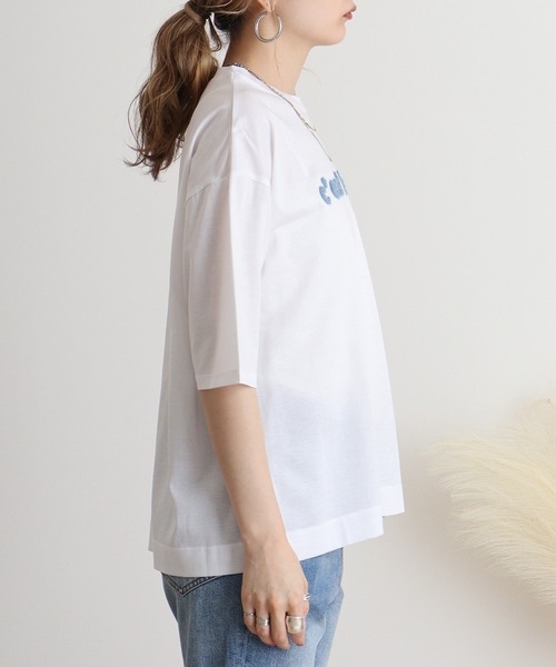 tシャツ BRODIAEA 配色パイルロゴ　極サラTシャツ レディース tシャツ BRODIAEA 配色パイルロゴ 極サラTシャツ レディース