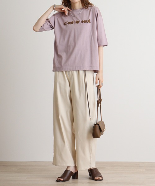 tシャツ BRODIAEA 配色パイルロゴ　極サラTシャツ レディース tシャツ BRODIAEA 配色パイルロゴ 極サラTシャツ レディース