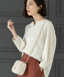 OPAQUE.CLIP | UV 袖口金ボタンキーネックトップス【吸水速乾/洗濯機洗い可】(Tシャツ/カットソー)