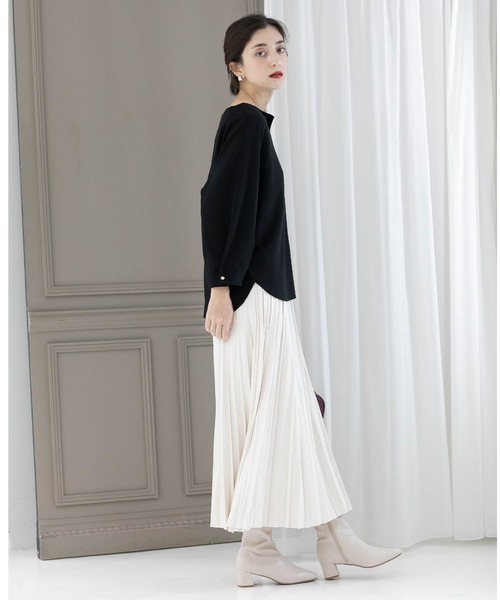 OPAQUE.CLIP（オペークドットクリップ）の「◆UV 袖口金ボタンキーネックトップス【吸水速乾/洗濯機洗い可】（Tシャツ/カットソー・レディース・オフホワイト/ベージュ/ネイビー/ブラック・40/38/36/42）」の19枚目の写真