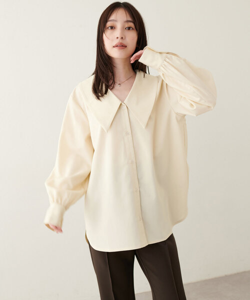 natural couture - ビッグ衿シャツブラウス WEB限定】BIG衿シャツブラウス（シャツ/ブラウス）｜natural