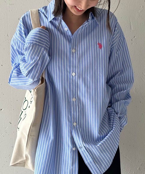 U.S. POLO ASSN.（ユーエスポロアッスン）の「【U.S. POLO ASSN.】ワンポイントロゴ ポニー刺繍 カラーシャツ（シャツ/ブラウス・メンズ・ネイビー/ホワイト/オフホワイト/ブルー/ブラック/ライトブルー・M/L/XL）」の6枚目の写真