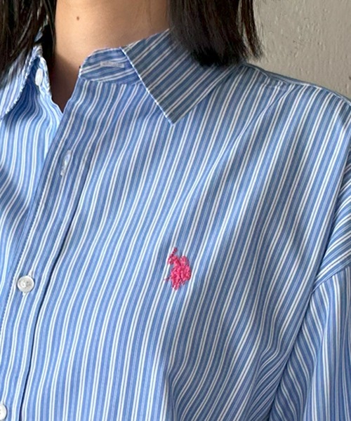 U.S. POLO ASSN.（ユーエスポロアッスン）の「【U.S. POLO ASSN.】ワンポイントロゴ ポニー刺繍 カラーシャツ（シャツ/ブラウス・メンズ・ネイビー/ホワイト/オフホワイト/ブルー/ブラック/ライトブルー・M/L/XL）」の8枚目の写真
