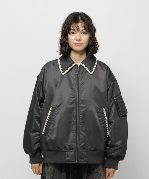 niko and...（ニコアンド）の「ハマグリステッチMA‐1（MA-1・レディース・チャコール/ライトグレー/カーキ・FREE）」の10枚目の写真