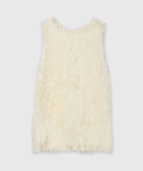 ファーライクノースリーブニットトップス