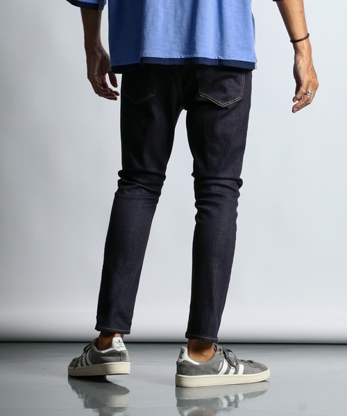 The DUFFER of ST.GEORGE(ザダファーオブセントジョージ)の「JAPAN FABRICK JEANS "OW":国産生地 ワンウォッシュ ナチュラルストレッチ スキニーデニム 5ポケットジーンズ(デニムパンツ・メンズ・ダークインディゴブルー・SMALL/MEDIUM/LARGE/X-LARGE)」の5枚目の写真