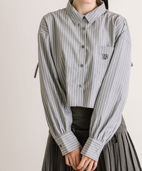 OLIVE des OLIVE(オリーブデオリーブ)の「ドロストクロップドシャツ(シャツ/ブラウス・レディース・オフホワイト/ブルー/グレー・FREE)」の22枚目の写真