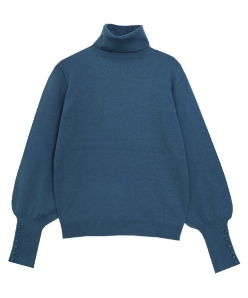 Pierrot（ピエロ）の「タートルネッククルミボタン袖ボリュームニット（ニット/セーター・レディース・ライトピンク/グレイッシュベージュ/ブラック/グリーン/ブルー系その他/チャコール/オフホワイト/ブルーグリーン/ブラウン/杢グレー・L/M）」の8枚目の写真