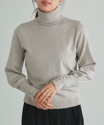 Pierrot | タートルネッククルミボタン袖ボリュームニット(ニット/セーター)