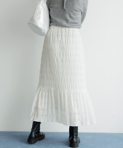 flower（フラワー）の「シアーティアードスカート（スカート・レディース・アイボリー/ブラック・FREE）」の21枚目の写真