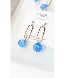 【sawa】オーバルフープサークルピアス(M)(MA)