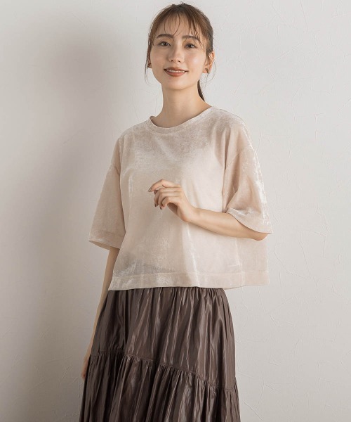 Droite lautreamont(ドロワットロートレアモン)の「シアーカームメッシュプルオーバー≪手洗い可能≫(Tシャツ/カットソー・レディース・ピンク/ライトグレー/オフホワイト・M)」の2枚目の写真